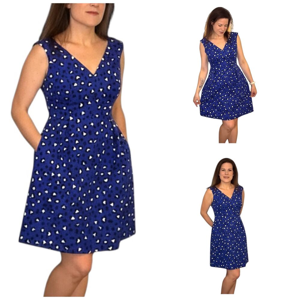 NWT Kate Spade Blue Modern Cheetah Print Cocktail Mini Dress Sz 4 - w/ pockets!
